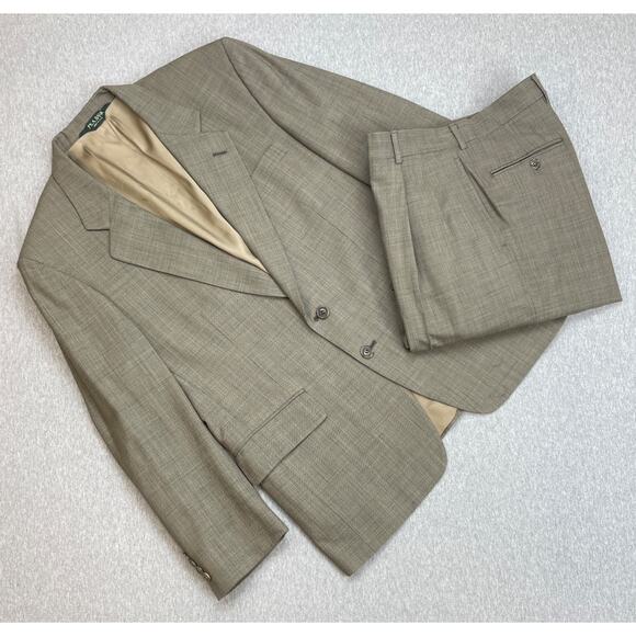 Jos A Bank Suit Mens 40S Plaid Wool Blend Stretch Pants 34 x 28 - 2 Pieces Set